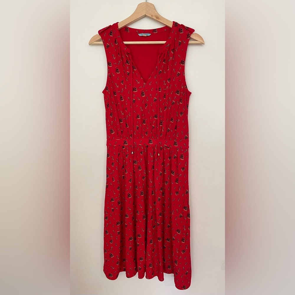 EUC Anthropologie Red Dress with whimsical Pirate Pattern Size Small